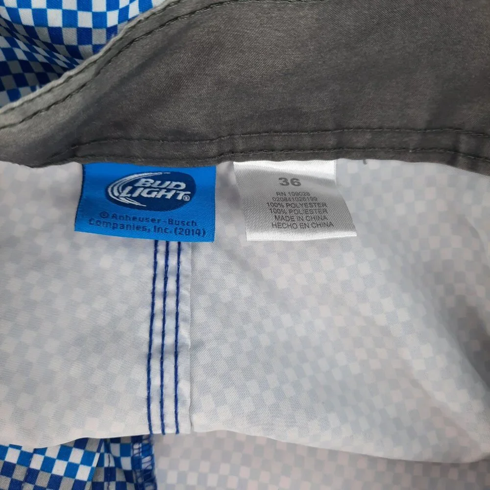 Bud Light Board Shorts Men's 36 Swim Trunks Spell Out Surf Beach Blue Outdoor - Picture 4 of 7